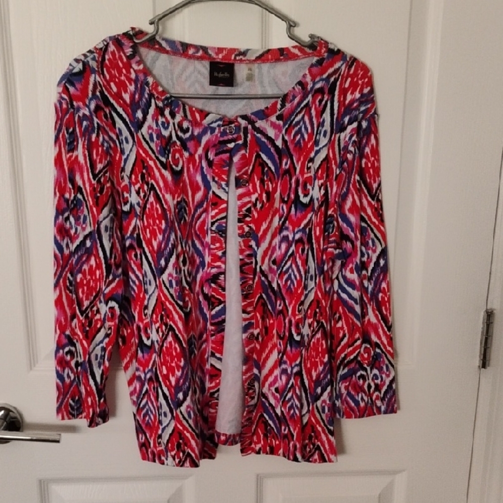 Rafaella Multicolor Abstract Button Down Sweater - image 1